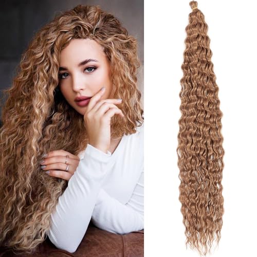 Dsoar 30 Zoll 3 Packs Tief Twist Crochet Hair Ocean Wave Curly Bohemian Crochet Braids Deep Wave Hair Bundles Synthetische Haarverlängerungen für Frauen Mädchen von Dsoar
