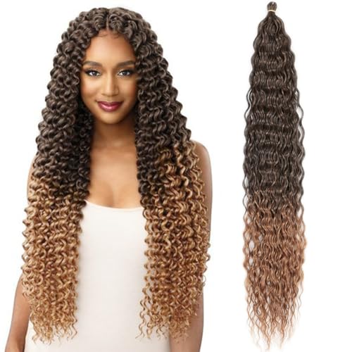 Dsoar 30 Zoll 3 Packs Tief Twist Crochet Hair Ocean Wave Curly Bohemian Crochet Braids Deep Wave Hair Bundles Synthetische Haarverlängerungen für Frauen Mädchen von Dsoar