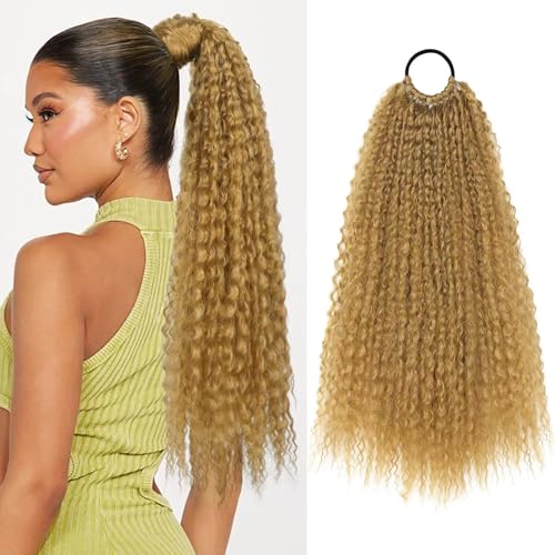 Dsoar Brasilianische Locken Pferdeschwanz Wrap Around Afro Kinky Curly Pferdeschwanz Extensions Long Curly Wavy Haarteil für Frauen 20 Inch/50 cm von Dsoar