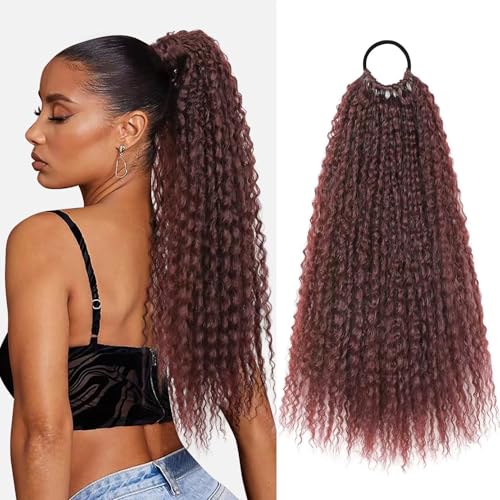 Dsoar Brasilianische Locken Pferdeschwanz Wrap Around Afro Kinky Curly Pferdeschwanz Extensions Long Curly Wavy Haarteil für Frauen 20 Inch/50 cm von Dsoar