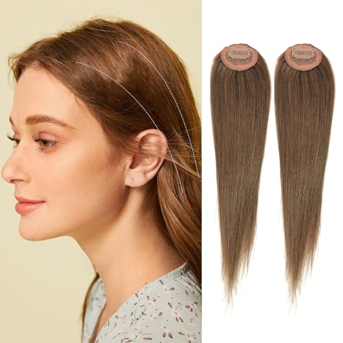 Dsoar Clip in Haarverlängerungen Clip on Toupet aus Echthaar Kurz Unsichtbar Gegen Haarausfall 2 Stück 12 Zoll Glattes Haar Pony für Frauen von Dsoar