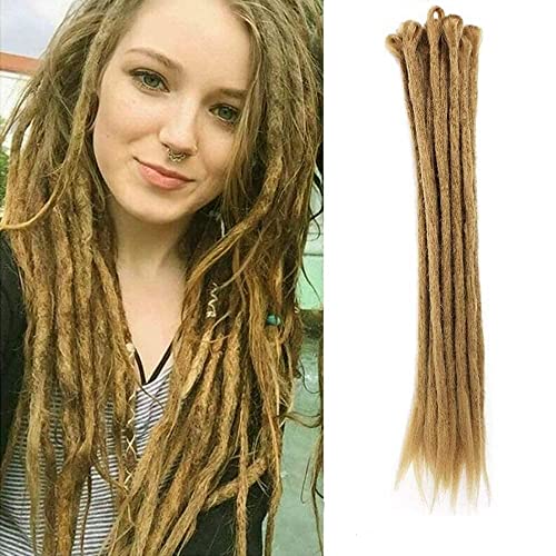 Dsoar Dreadlocks Extension Zöpfe Haarverlängerung Synthetik Braiding Haar 12 Stränge 20 Inch Synthetische Dreadlocks für Männer/Damen Volle Hippie Haarverlängerungen Hellbraun von Dsoar