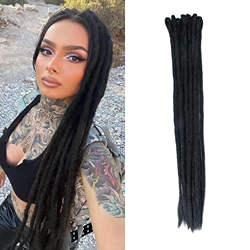 Dsoar Dreadlocks Extension Zöpfe Haarverlängerung Synthetik Braiding Haar 12 Stränge 24 Inch Synthetische Dreadlocks für Männer/Damen Volle Hippie Haarverlängerungen Schwarz von Dsoar