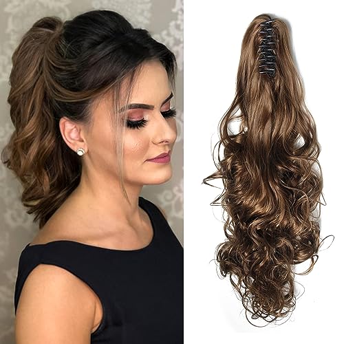Dsoar Wellige Pferdeschwanz Verlängerung 24 Zoll Klaue Clip in Pony Tail Lange Synthetische Haarteil Einteilige Haarverlängerungen für Frauen von Dsoar