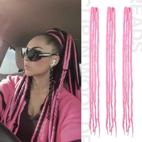 Dsoar Wolle Dreads Erweiterung Clip In Dreadlocks 3 Stück Weich Fake Dreads Loc Erweiterungen 22 Zoll/50 cm von Dsoar