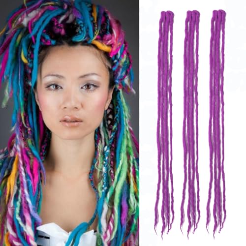 Dsoar Wolle Dreads Erweiterung Clip In Dreadlocks 3 Stück Weich Fake Dreads Loc Erweiterungen 22 Zoll/50 cm von Dsoar
