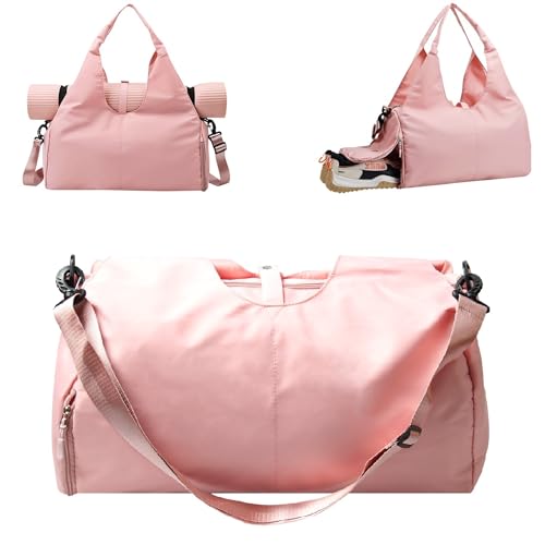 Gym Sport Tasche für Männer Frauen Yoga Matte Tasche Duffle Bag Große Kapazität mit Schuhe Compartment Wasserdicht Training Handtasche für Sport Reisen Schwimmen Yoga Wandern Camping, Rosa von Dsoar