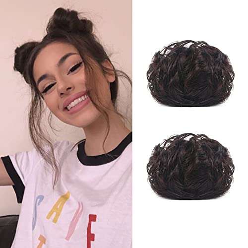 Kralle Haar Brötchen Mini Chignon Haarteil Updo Bun Verlängerungen Fake Donut Haar Bun Pferdeschwanz Verlängerung für Frauen Mädchen, 2 Packs von Dsoar