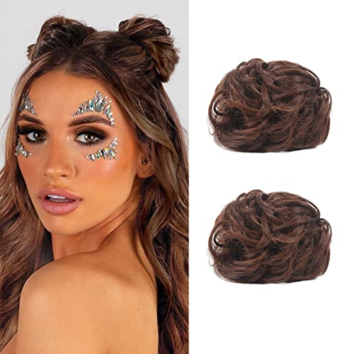 Kralle Haar Brötchen Mini Chignon Haarteil Updo Bun Verlängerungen Fake Donut Haar Bun Pferdeschwanz Verlängerung für Frauen Mädchen, 2 Packs von Dsoar