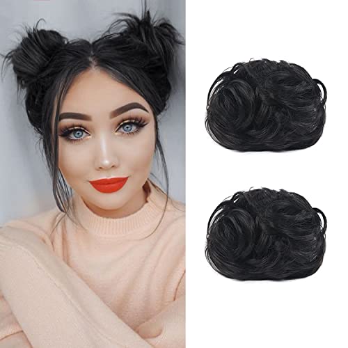 Kralle Haar Brötchen Mini Chignon Haarteil Updo Bun Verlängerungen Fake Donut Haar Bun Pferdeschwanz Verlängerung für Frauen Mädchen, 2 Packs von Dsoar