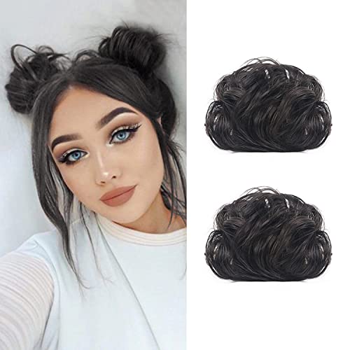 Kralle Haar Brötchen Mini Chignon Haarteil Updo Bun Verlängerungen Fake Donut Haar Bun Pferdeschwanz Verlängerung für Frauen Mädchen, 2 Packs von Dsoar
