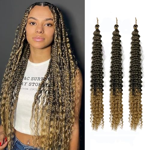 Ocean Wave Synthetische Crochet Haar 24 Zoll Curl Flechten Haarverlängerung Ombre Farbe Boho Zöpfe Haar für Frauen 3 Packs von Dsoar