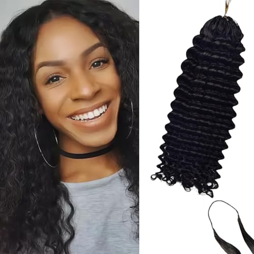 Vorgetrennte Häkel Echthaar Extensions ohne Knoten Deep Wave zum Flechten Feder Häkel Lockenextensions für Schwarze Frauen 16 Zoll 100 g von Dsoar