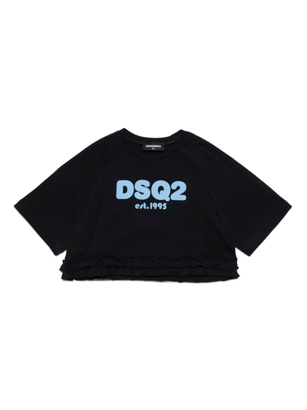 Dsquared2 Kids Gerüschtes T-Shirt mit Logo-Print - Schwarz von Dsquared2 Kids