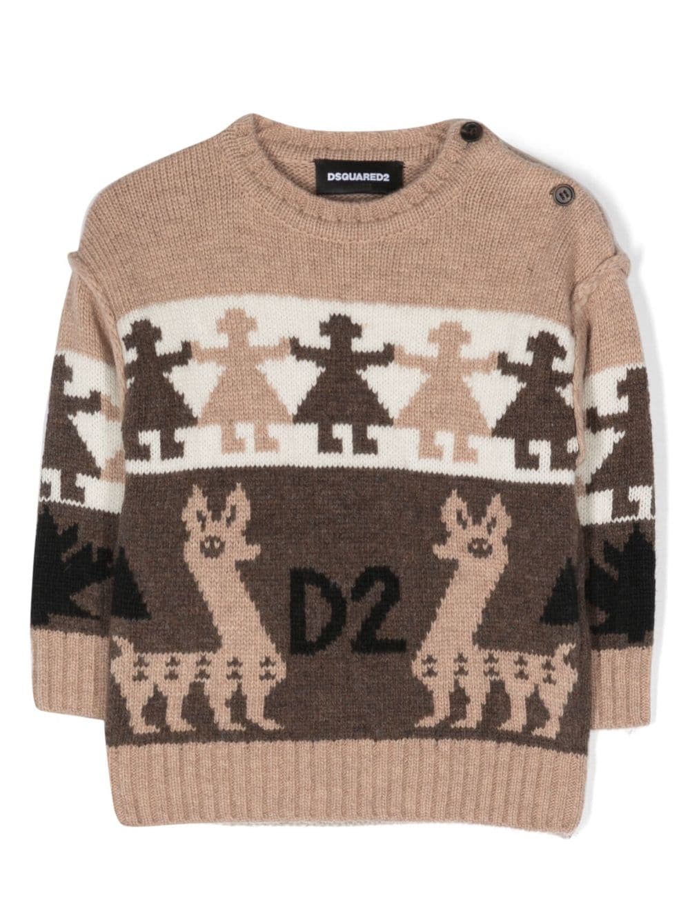 Dsquared2 Kids Gestrickter Intarsien-Pullover - Nude von Dsquared2 Kids