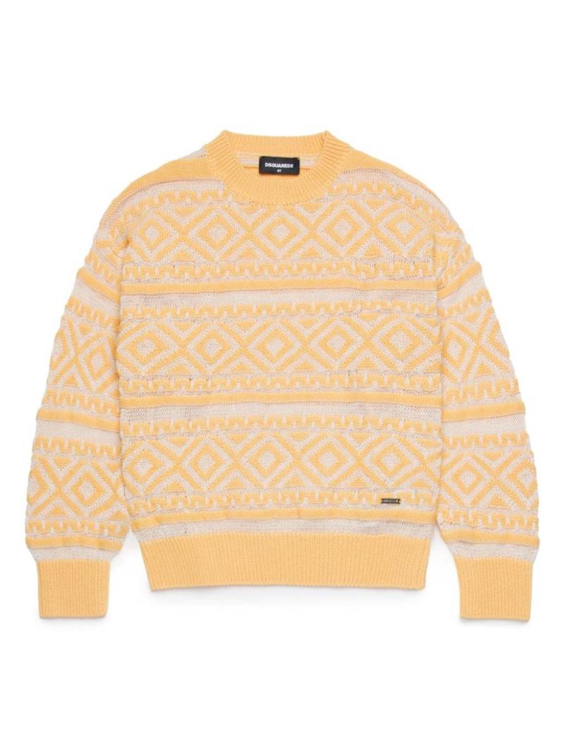 Dsquared2 Kids Gestrickter Pullover mit Jacquardmuster - Gelb von Dsquared2 Kids