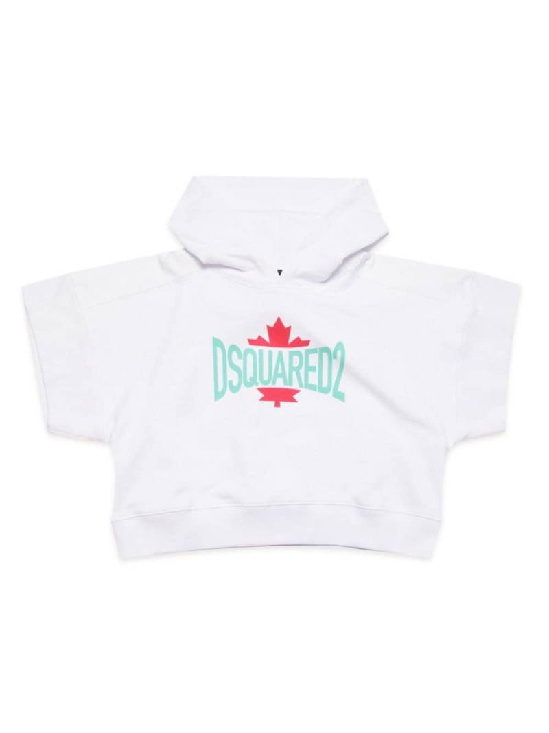 Dsquared2 Kids Kurzärmeliger Hoodie mit Logo-Print - Weiß von Dsquared2 Kids