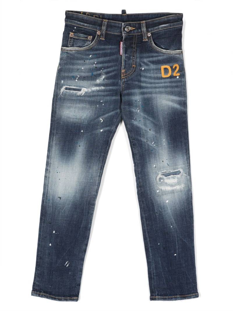 Dsquared2 Kids Straight-Leg-Jeans mit Logo-Print - Blau von Dsquared2 Kids