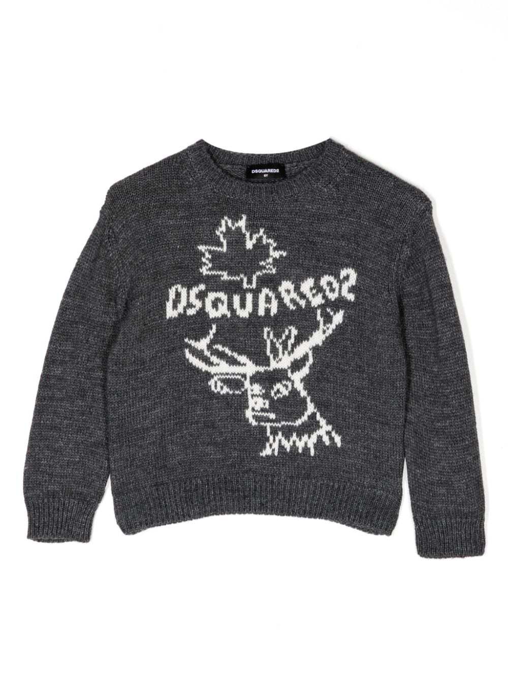 Dsquared2 Kids Intarsien-Pullover mit Rundhalsausschnitt - Grau von Dsquared2 Kids