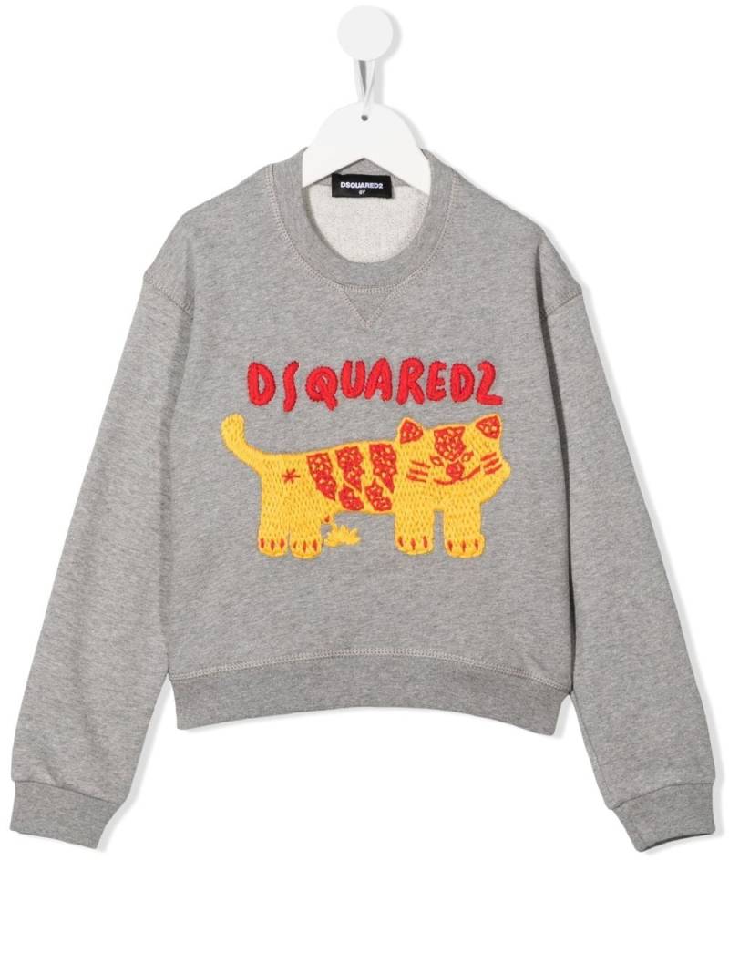 Dsquared2 Kids Sweatshirt mit aufgesticktem Tier - Grau von Dsquared2 Kids