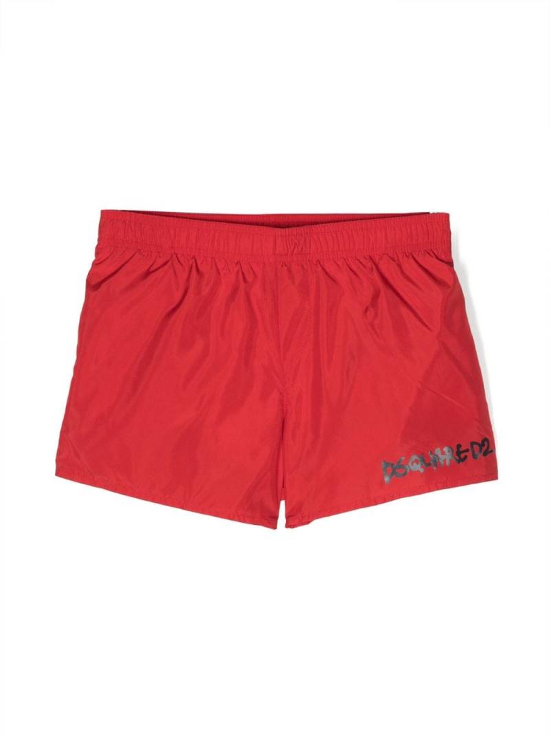 Dsquared2 Kids Badeshorts mit Logo-Print - Rot von Dsquared2 Kids