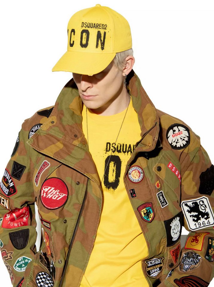 Dsquared2 Baseball Cap BE ICON BE COOL Spray-Effekt Baseballkappe Kappe Cap Distressed-Details auf der Spitze von Dsquared2
