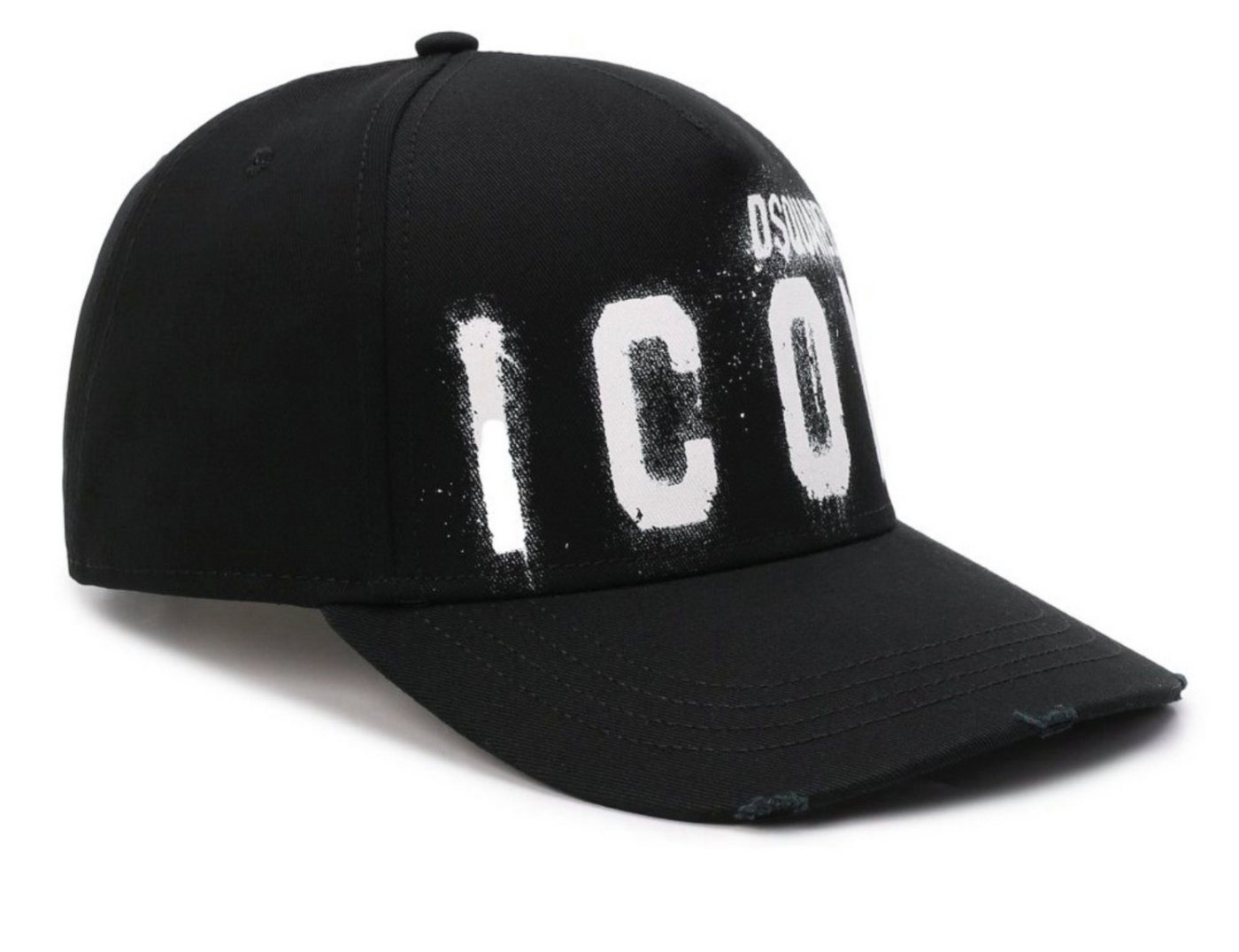 Dsquared2 Baseball Cap BE ICON BE COOL Spray-Effekt Baseballkappe Kappe Cap Distressed-Details auf der Spitze von Dsquared2