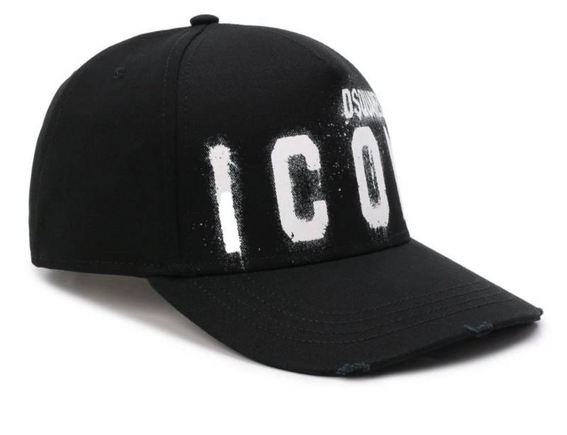 Dsquared2 Baseball Cap BE ICON BE COOL Spray-Effekt Baseballkappe Kappe Cap Distressed-Details auf der Spitze von Dsquared2