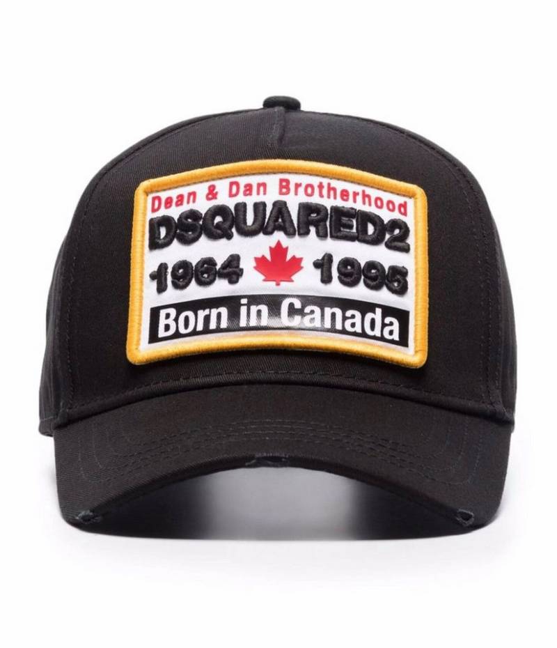 Dsquared2 Baseball Cap Canada Born Patch Distressed-Finish, gebogener Schirm, Schnallenverschluss hinten. von Dsquared2