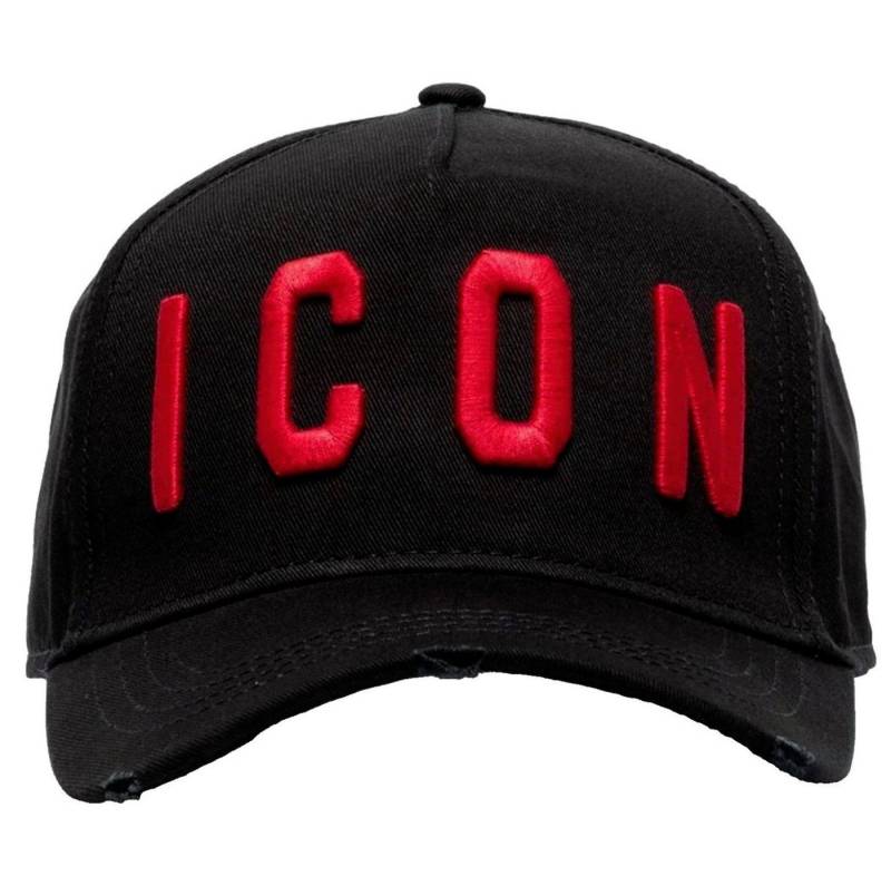 Dsquared2 Baseball Cap Icon Kappe Basebalkappe Trucker Mütze Verstellbarer Riemen, dezente Destroyed-Effekte, Gebogener Schirm von Dsquared2