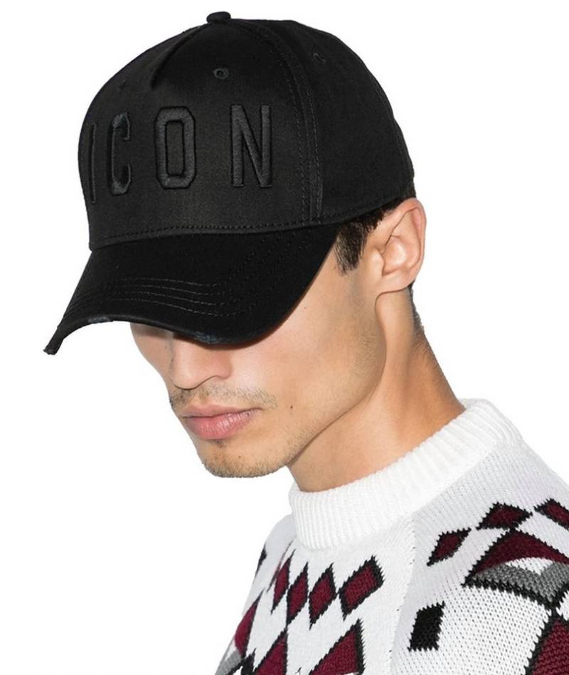 Dsquared2 Baseball Cap Icon Kappe Basebalkappe Trucker Mütze Verstellbarer Riemen, dezente Destroyed-Effekte, Gebogener Schirm von Dsquared2