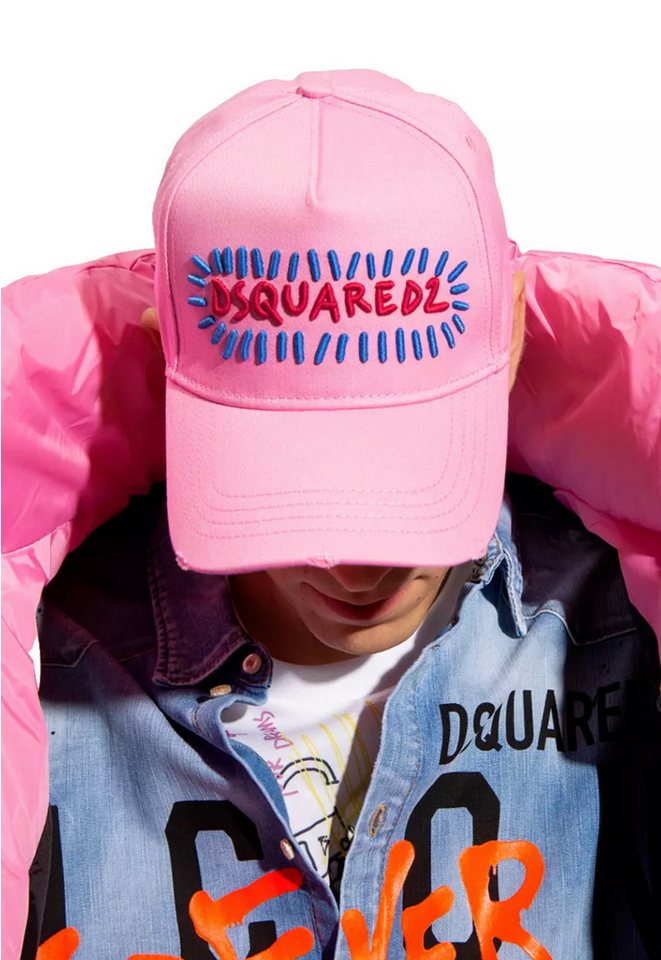 Dsquared2 Baseball Cap Baseballkappe Icon Trucker Cap Dezente Used-Optik mit Distressed-Details an der Krempe von Dsquared2