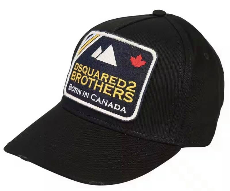 Dsquared2 Baseball Cap Basebalkappe Iconic Brothers Patch Logo Baseballcap Cap Kappe Gebogenem Schirm für optimalen Sonnenschutz und Stil von Dsquared2