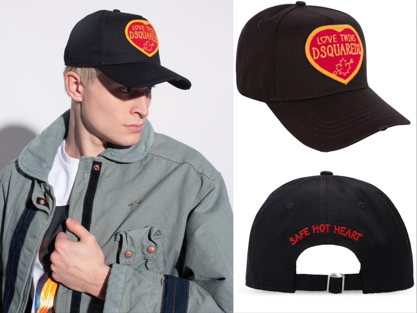 Dsquared2 Baseball Cap DSQUARED2 Icon Love Twins Heart Patch Cap Baseballcap Kappe Basebalkap von Dsquared2