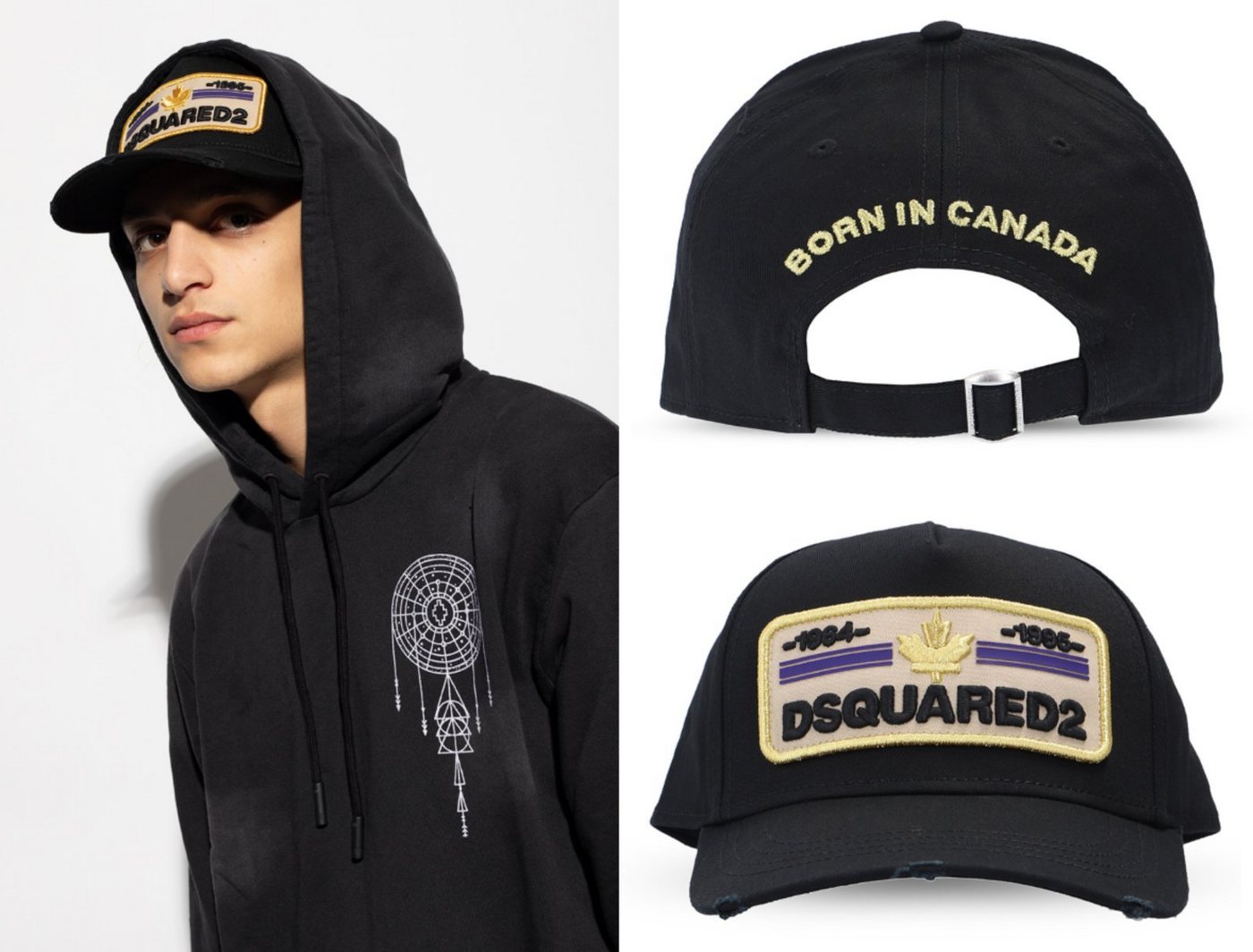 Dsquared2 Baseball Cap Dsquared2 Gold Leaf Patch Deadstock Baseballcap Kappe Basebalkappe Tru von Dsquared2