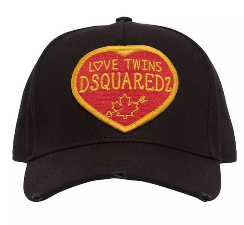 Dsquared2 Baseball Cap Dsquared2 Love Twins Heart Patch Icon Baseball Cap Strapazierfähige Baumwollgabardine mit gestickten Luftlöchern von Dsquared2