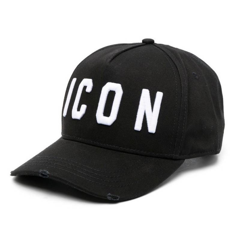 Dsquared2 Baseball Cap Icon Kappe Basebalkappe Trucker Mütze Verstellbarer Riemen, dezente Destroyed-Effekte, Gebogener Schirm von Dsquared2