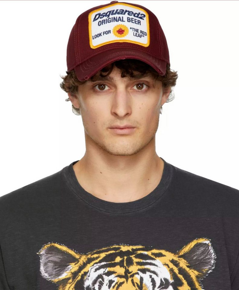 Dsquared2 Baseball Cap Original Beer Oktoberfest Cap Baseballcap Unisex Original Beer Patch mit Ahornblatt-Stickerei, Distressed-Look von Dsquared2
