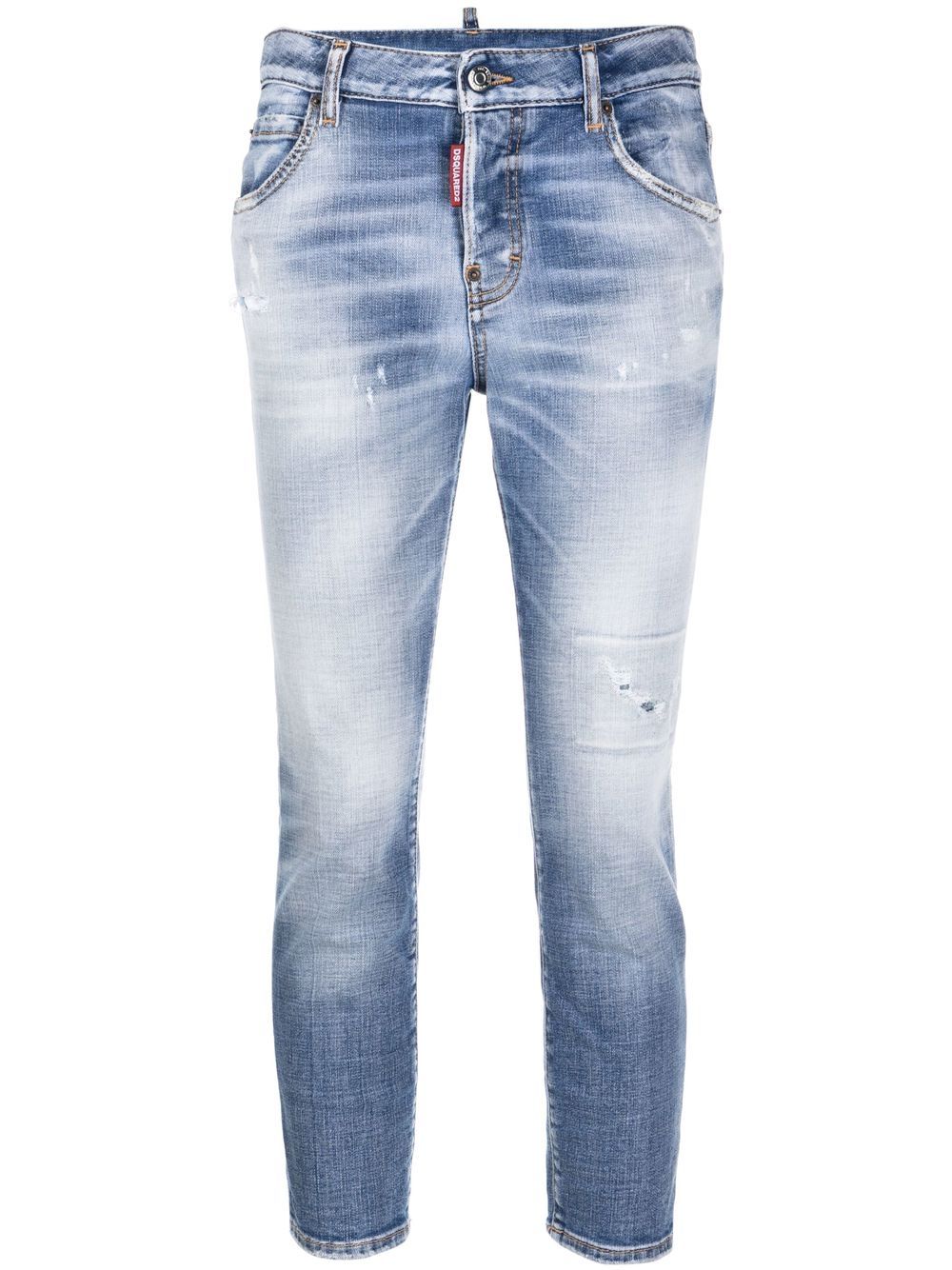 Dsquared2 Cropped-Jeans in Distressed-Optik - Blau von Dsquared2