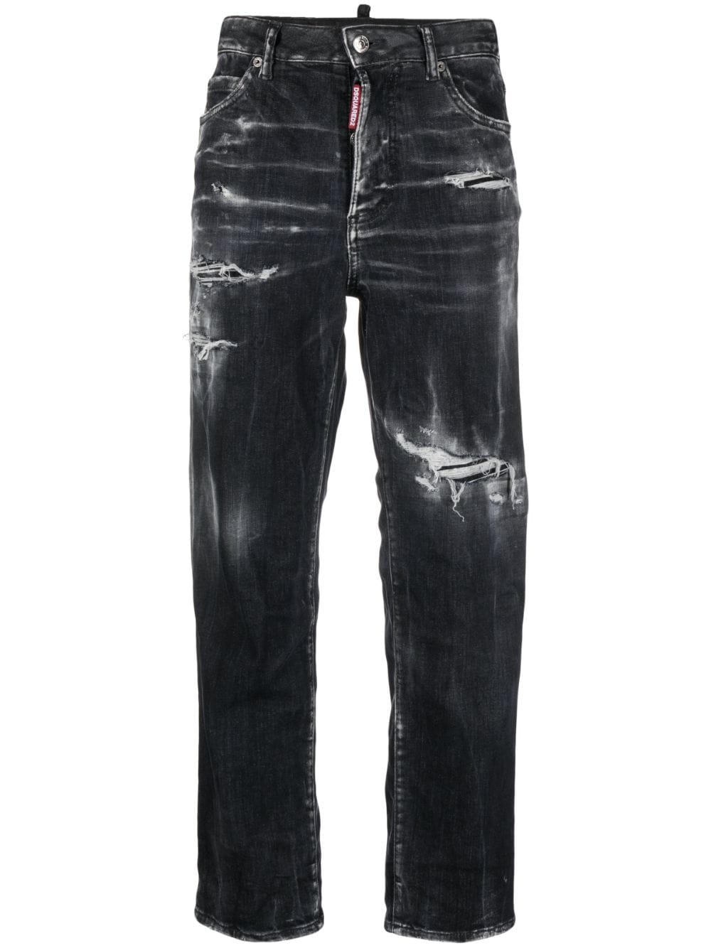 Dsquared2 Cropped-Jeans in Distressed-Optik - Schwarz von Dsquared2