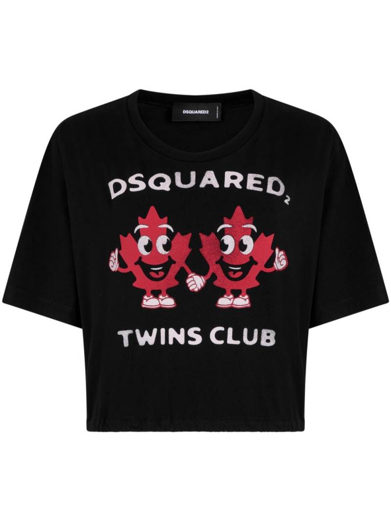 Dsquared2 Cropped-T-Shirt mit Logo-Print - Schwarz von Dsquared2