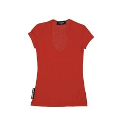 Dsquared2 Damen Baumwoll-t-shirt Mit Rotem Logo von Dsquared2