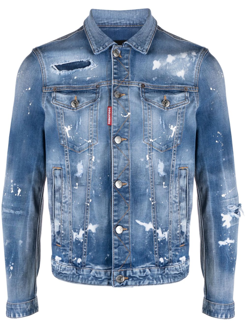 Dsquared2 Dan Jean Jeansjacke mit Farbklecks-Print - Blau von Dsquared2