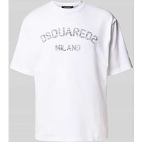 Dsquared2 Loose Fit T-Shirt mit Logo-Print in Weiss, Größe XL von Dsquared2