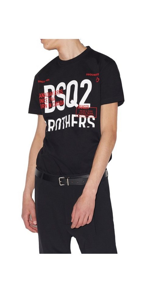 Dsquared2 Print-Shirt Dsquared2 T-Shirt Schwarz DSQ2 Brother Logo Druck M von Dsquared2