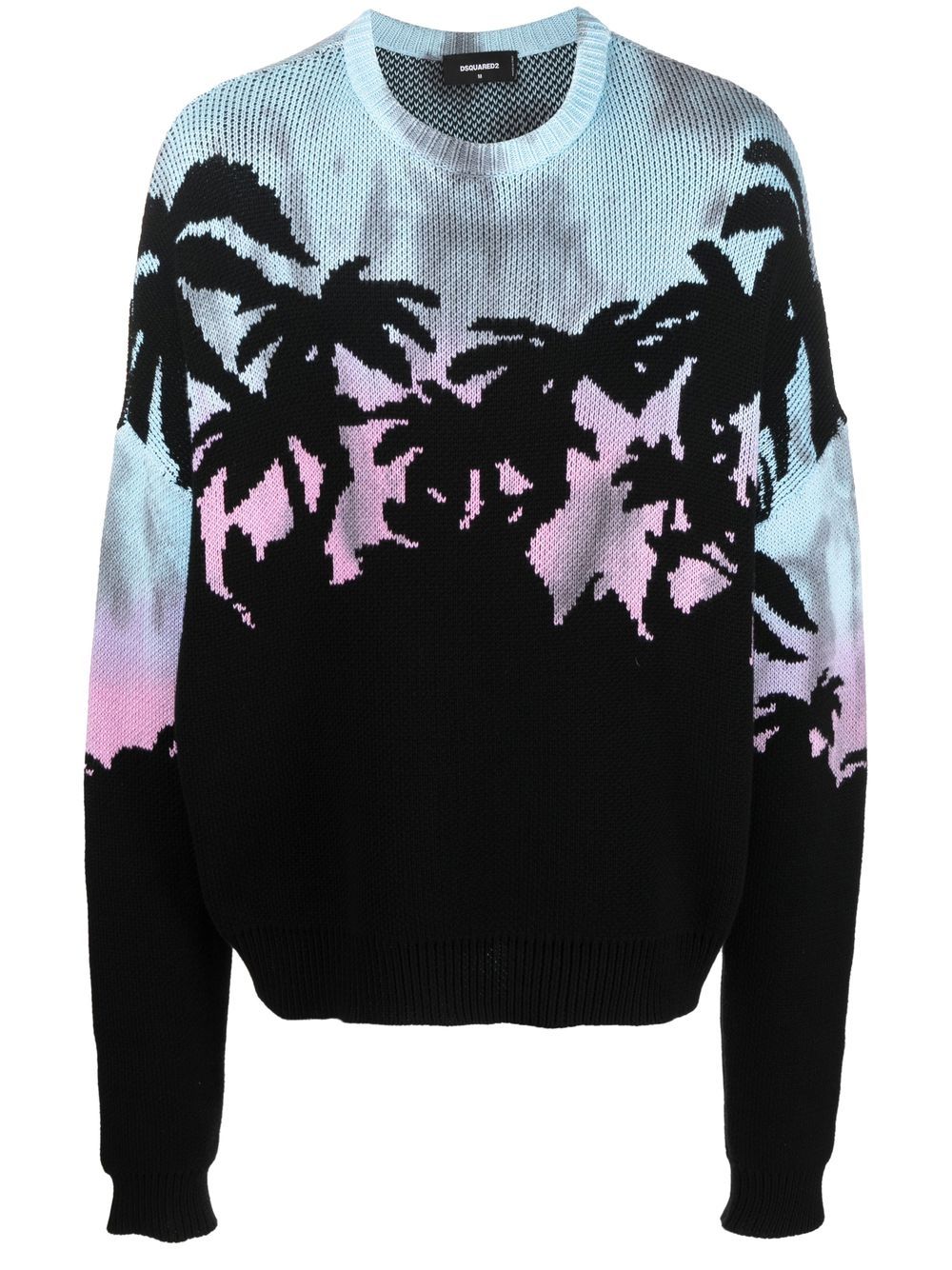 Dsquared2 Pullover mit tropischem Jacquardmuster - Schwarz von Dsquared2