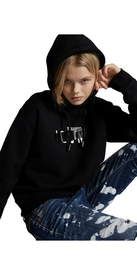 Dsquared2 Rundhalspullover Dsquared2 Be ICON Tape Pullover Schwarz von Dsquared2