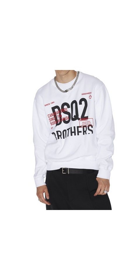 Dsquared2 Rundhalspullover Dsquared2 DSQ2 Brother Sweatshirt Weiß Herren von Dsquared2