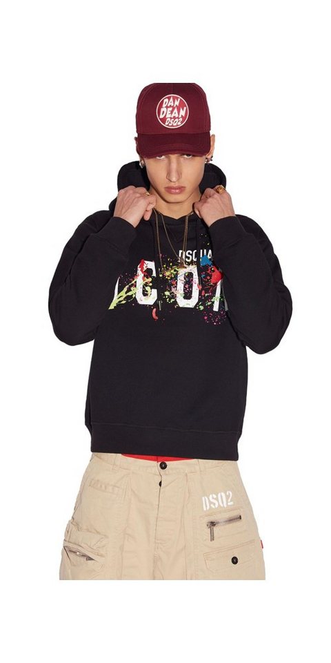 Dsquared2 Rundhalspullover Dsquared2 Icon Splash Hoodie Schwarz Herren von Dsquared2