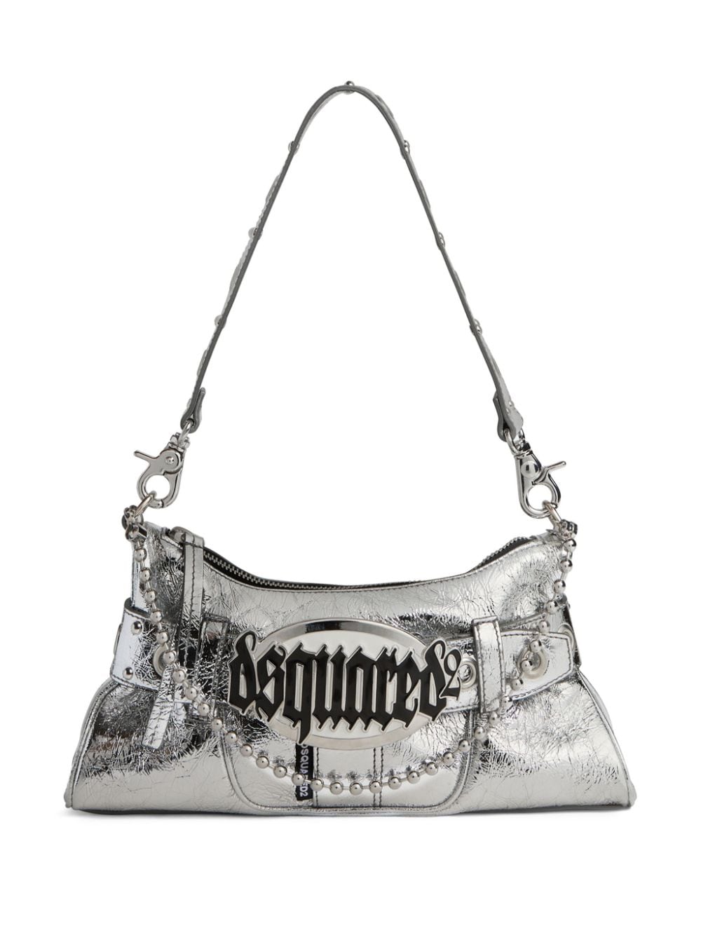 Dsquared2 Schultertasche mit Logo-Schild - Silber von Dsquared2